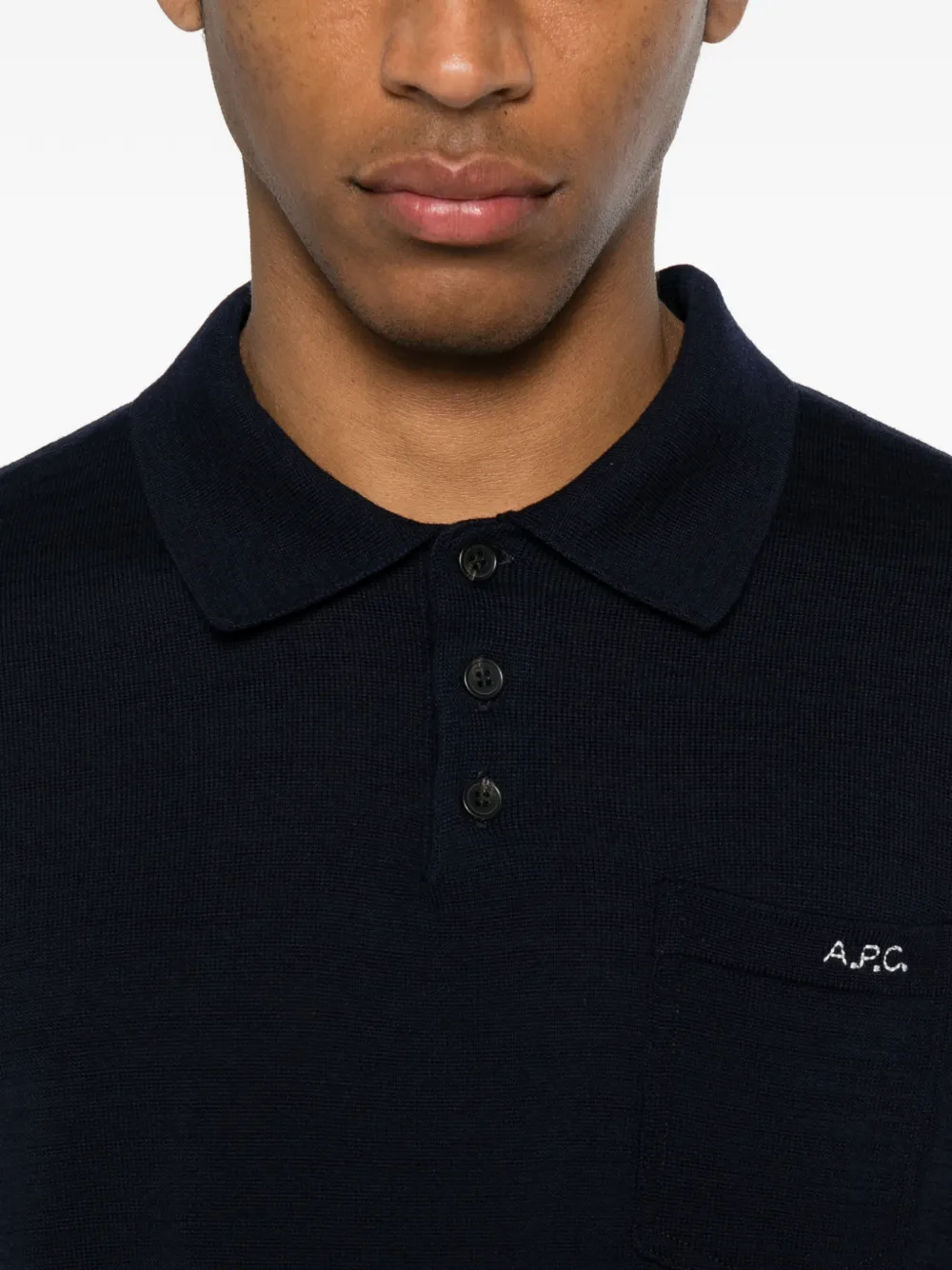 A.P.C. Gide poloshirt met geborduurd logo en borstzak Blauw