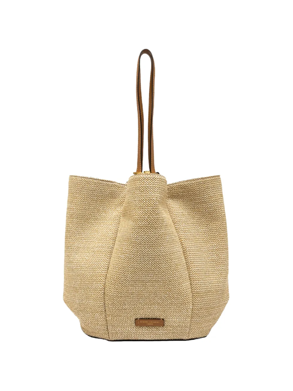 GIANNI CHIARINI large Lily woven leather-trim tote bag - Toni neutri