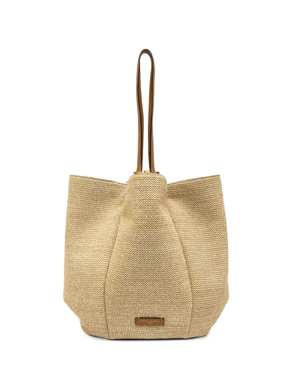 GIANNI CHIARINI large Lily woven leather-trim tote bag - Toni neutri