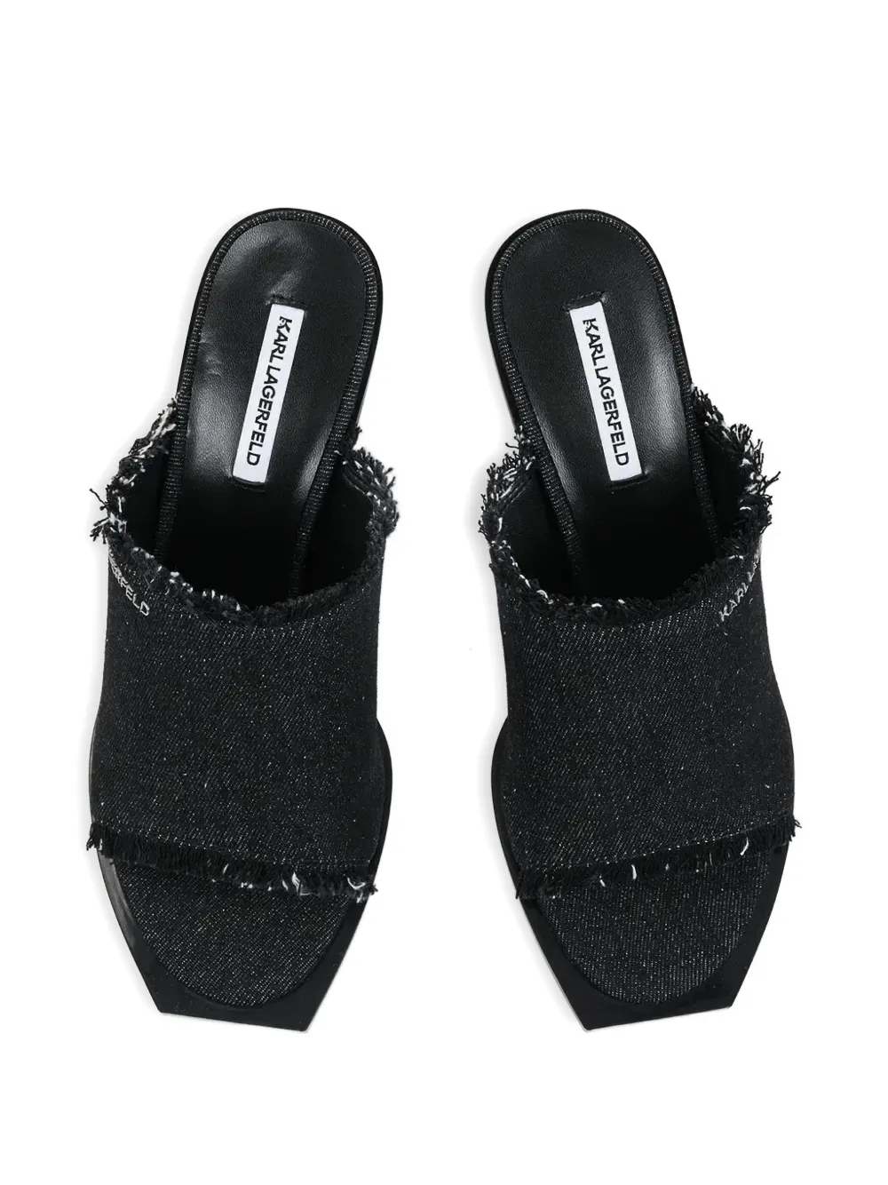 Karl Lagerfeld Ikonik frayed sandals Zwart