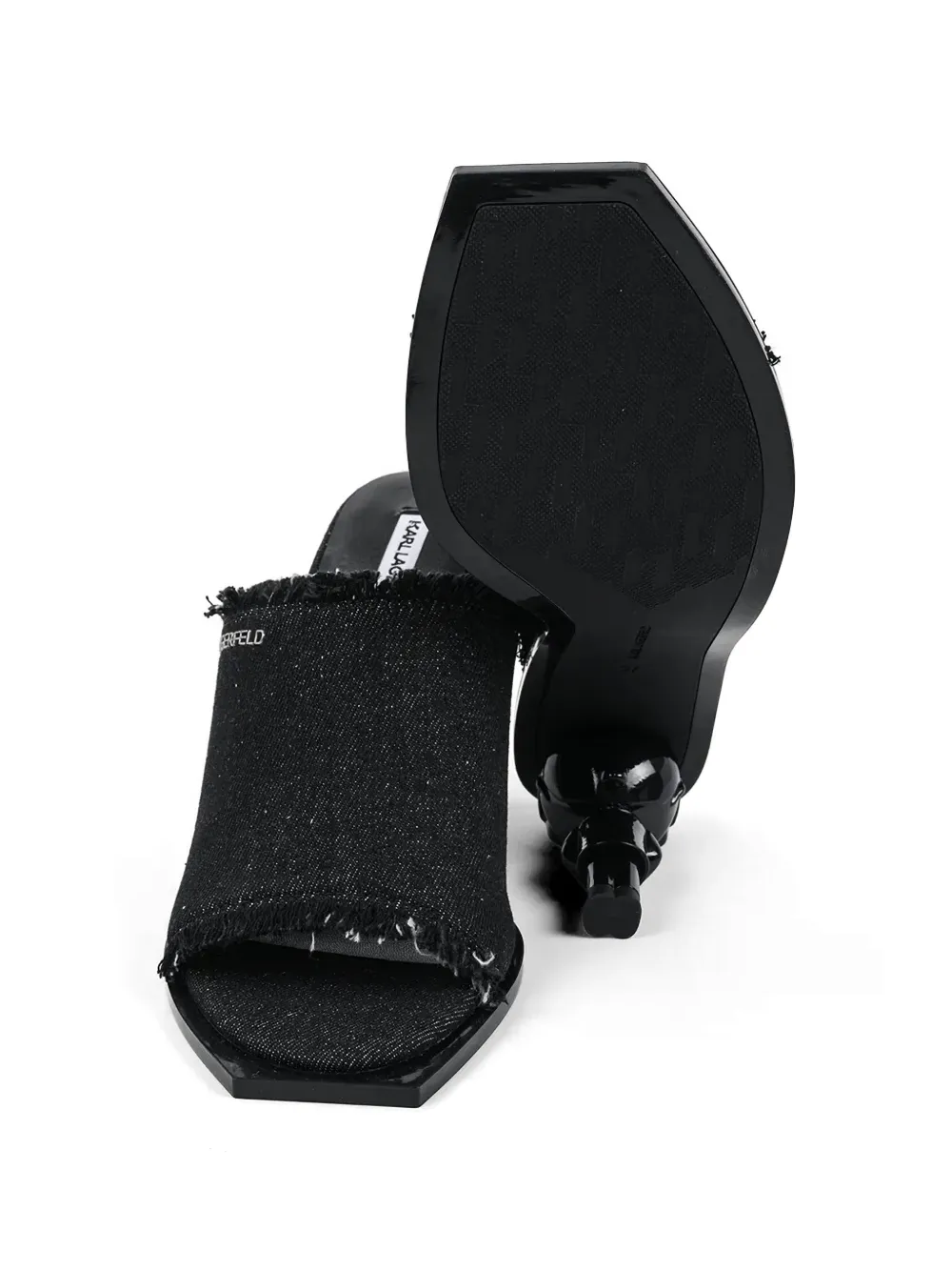 Karl Lagerfeld Ikonik frayed sandals Zwart