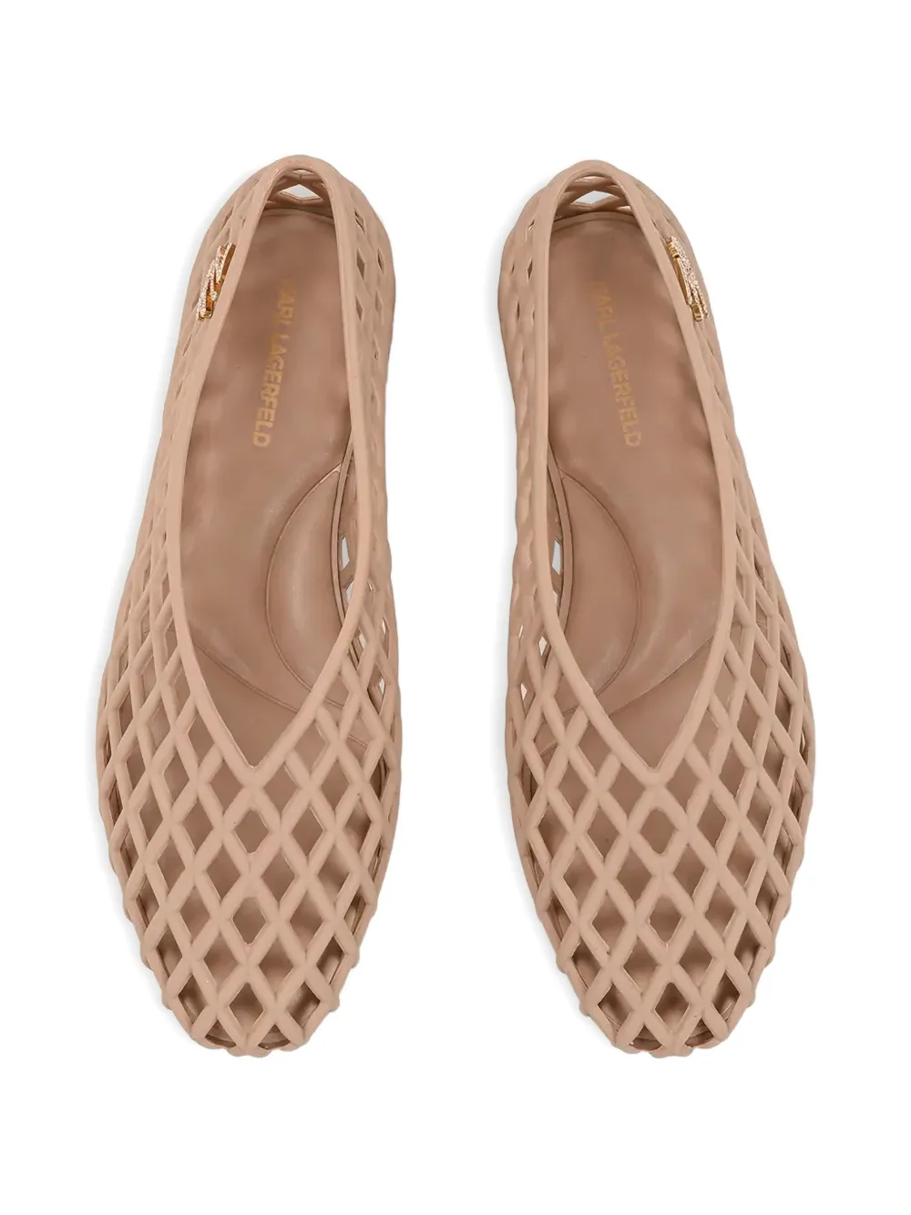 Karl Lagerfeld lattice-detail logo-plaque ballet flats Beige