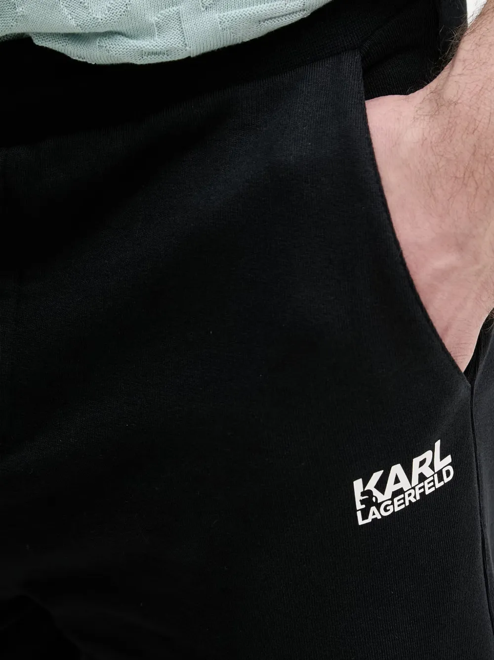 Karl Lagerfeld Trainingsshorts met logoprint en trekkoord Zwart
