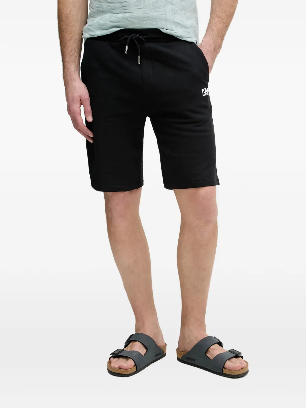 Karl Lagerfeld logo-print drawstring track shorts - Nero