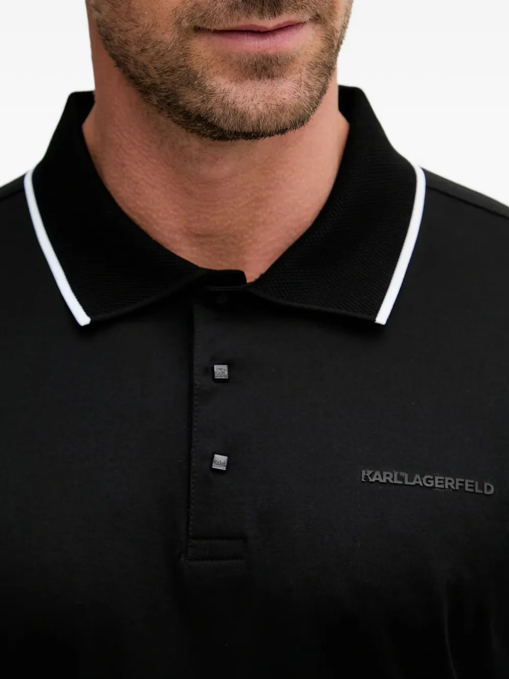 Karl Lagerfeld Poloshirt met logodetail Zwart