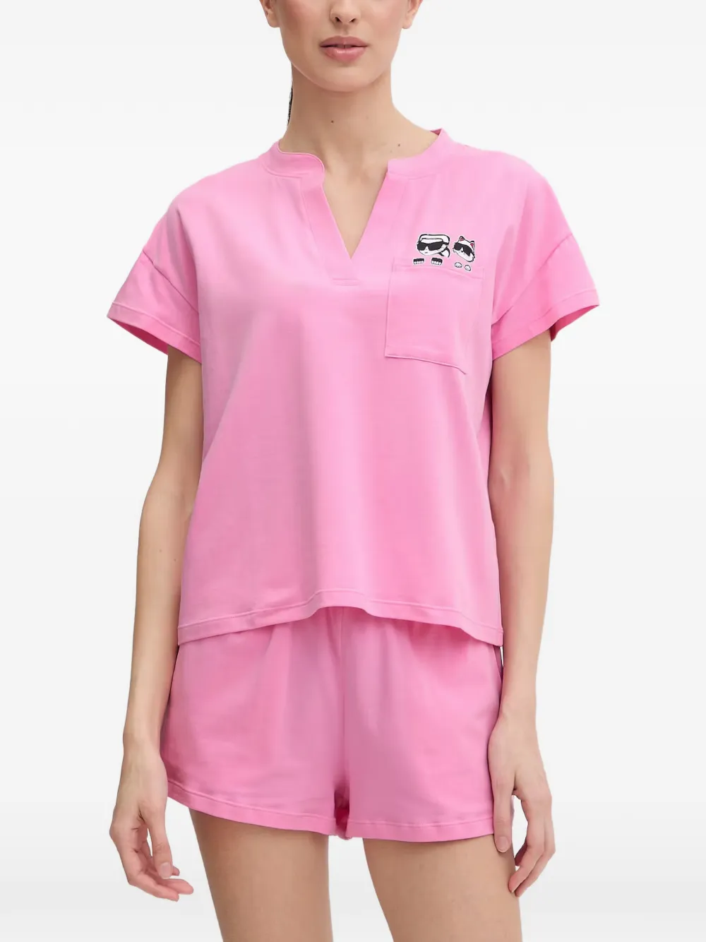 Karl Lagerfeld Ikon logo-patch pajamas - Rosa
