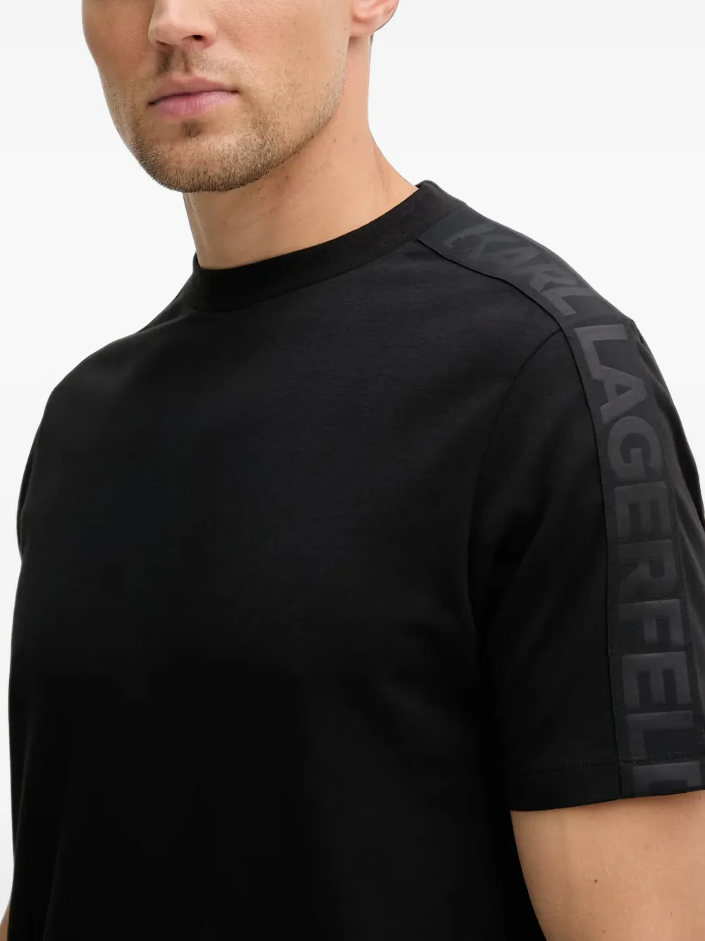 Karl Lagerfeld T-shirt met logo-tape Zwart