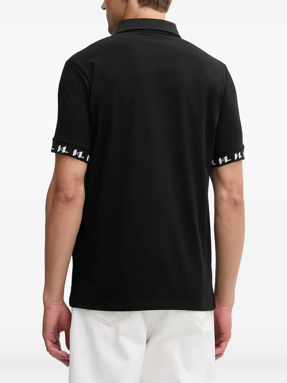 Karl Lagerfeld Poloshirt met logoband Zwart