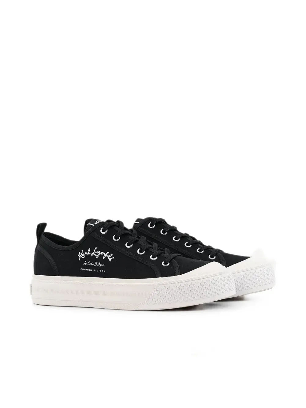 Karl Lagerfeld logo-embroidered platform sneakers Zwart