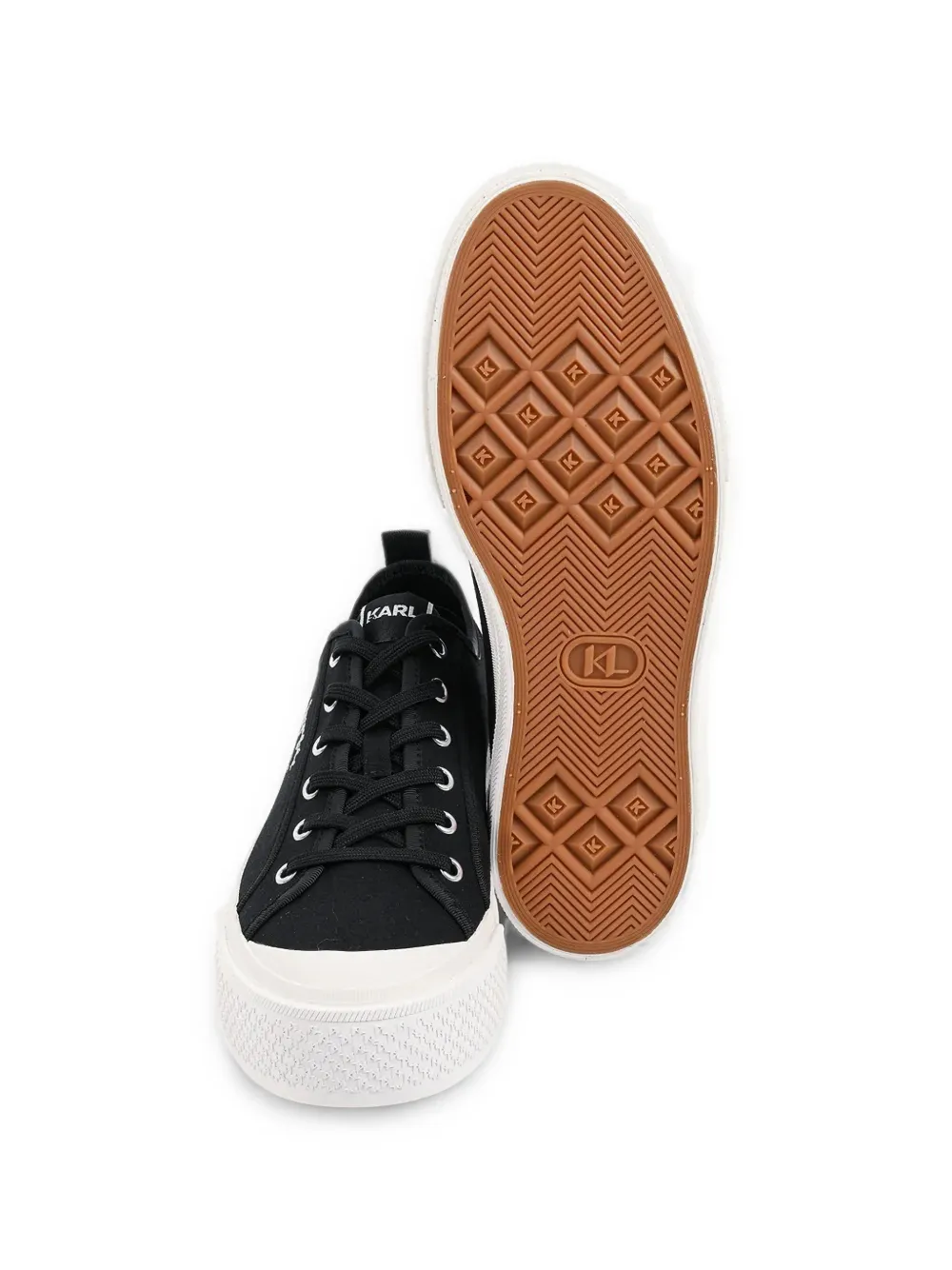 Karl Lagerfeld logo-embroidered platform sneakers Zwart