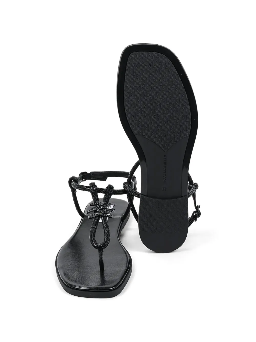 Karl Lagerfeld Olympia crystal-embellished logo-plaque sandals Zwart