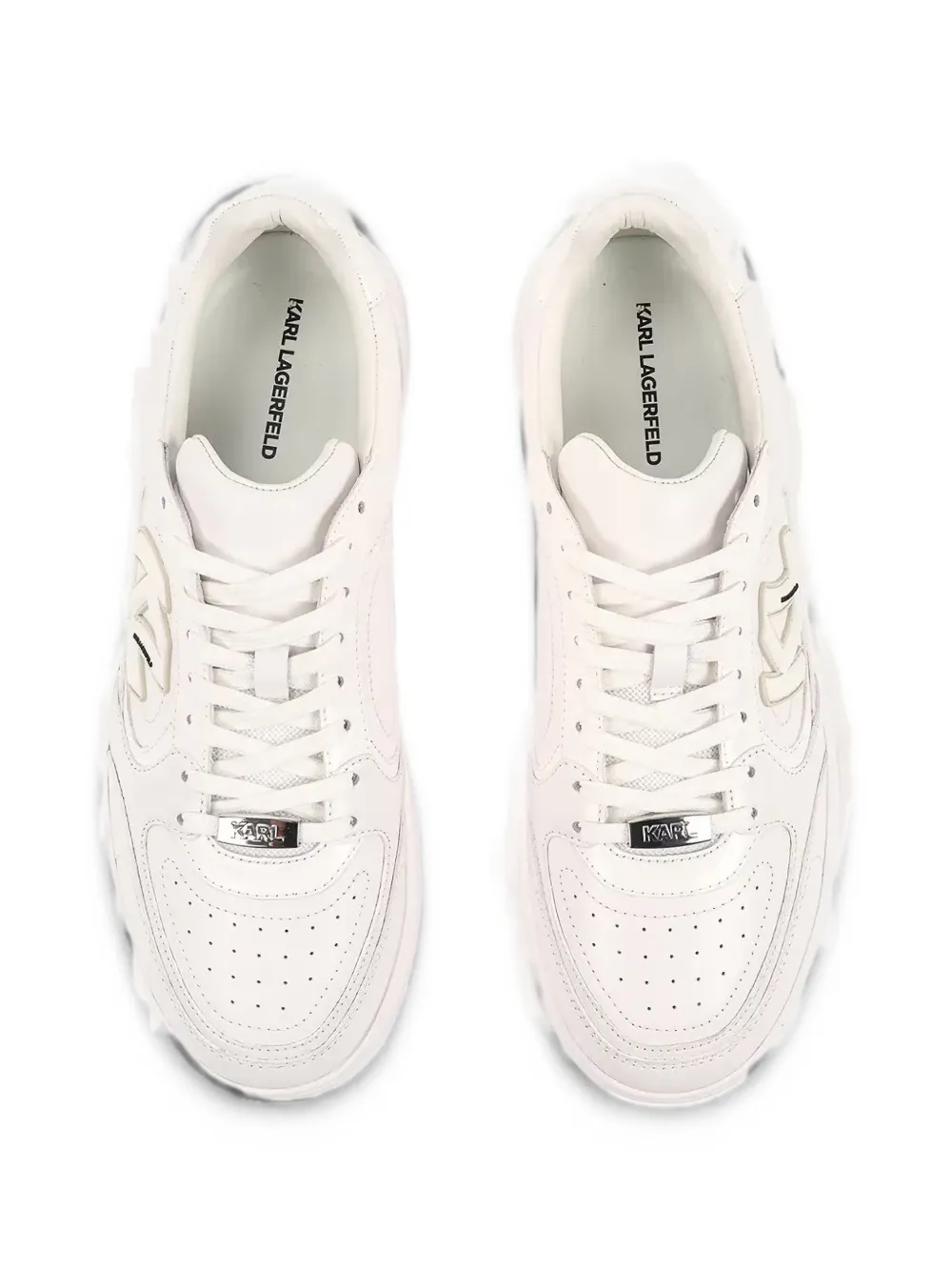 Karl Lagerfeld perforated logo-patch sneakers Wit