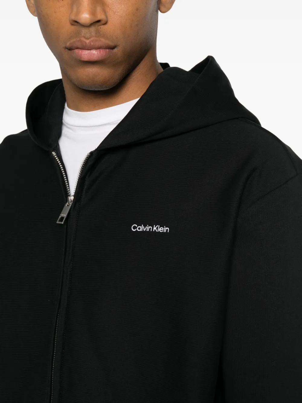 Calvin Klein Hoodie met geborduurd logo Zwart