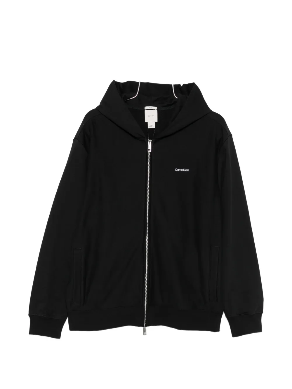 Calvin Klein embroidered-logo zip-up hoodie - Schwarz