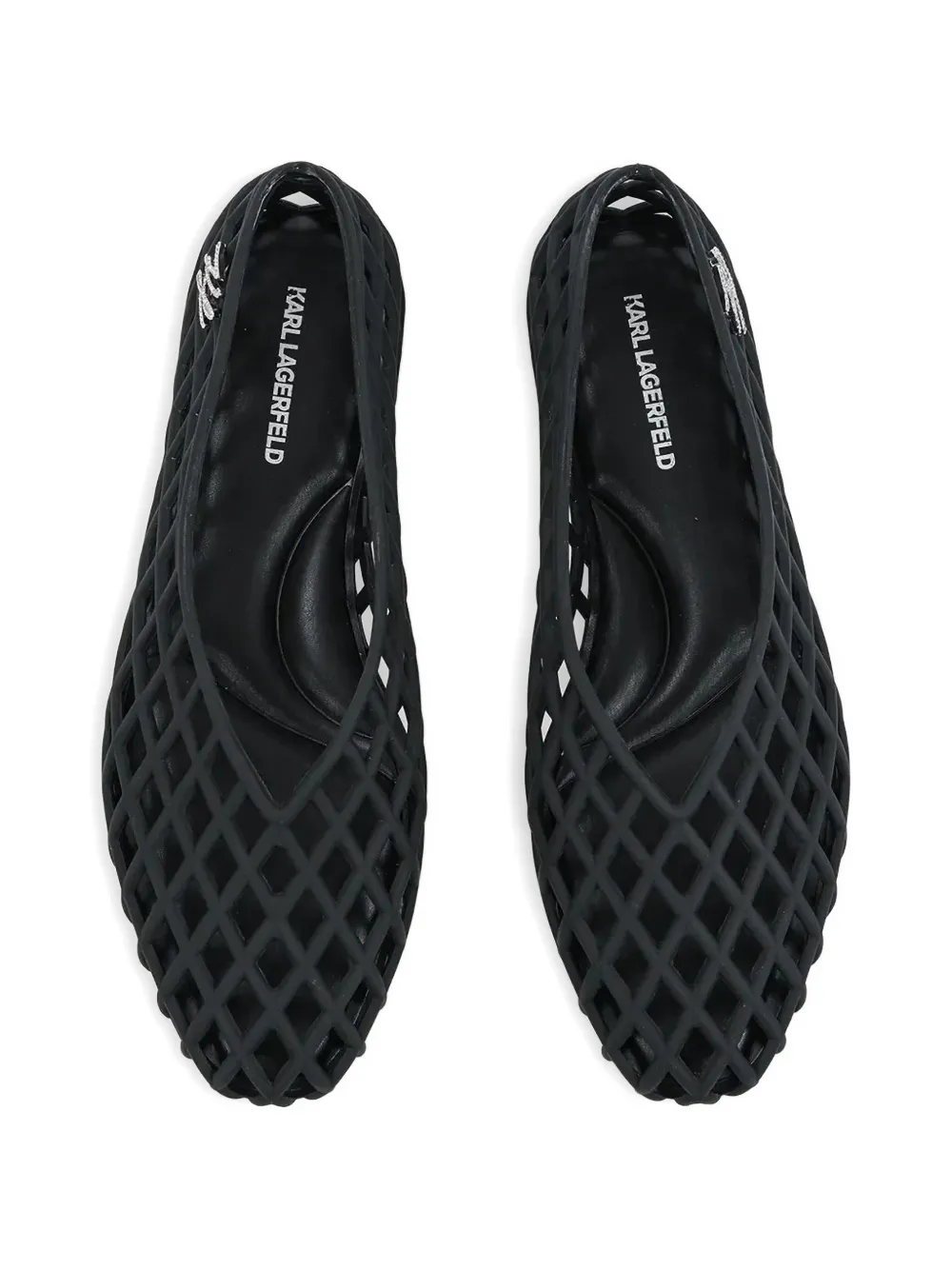 Karl Lagerfeld Jelly lattice-detail logo-plaque ballet flats Zwart