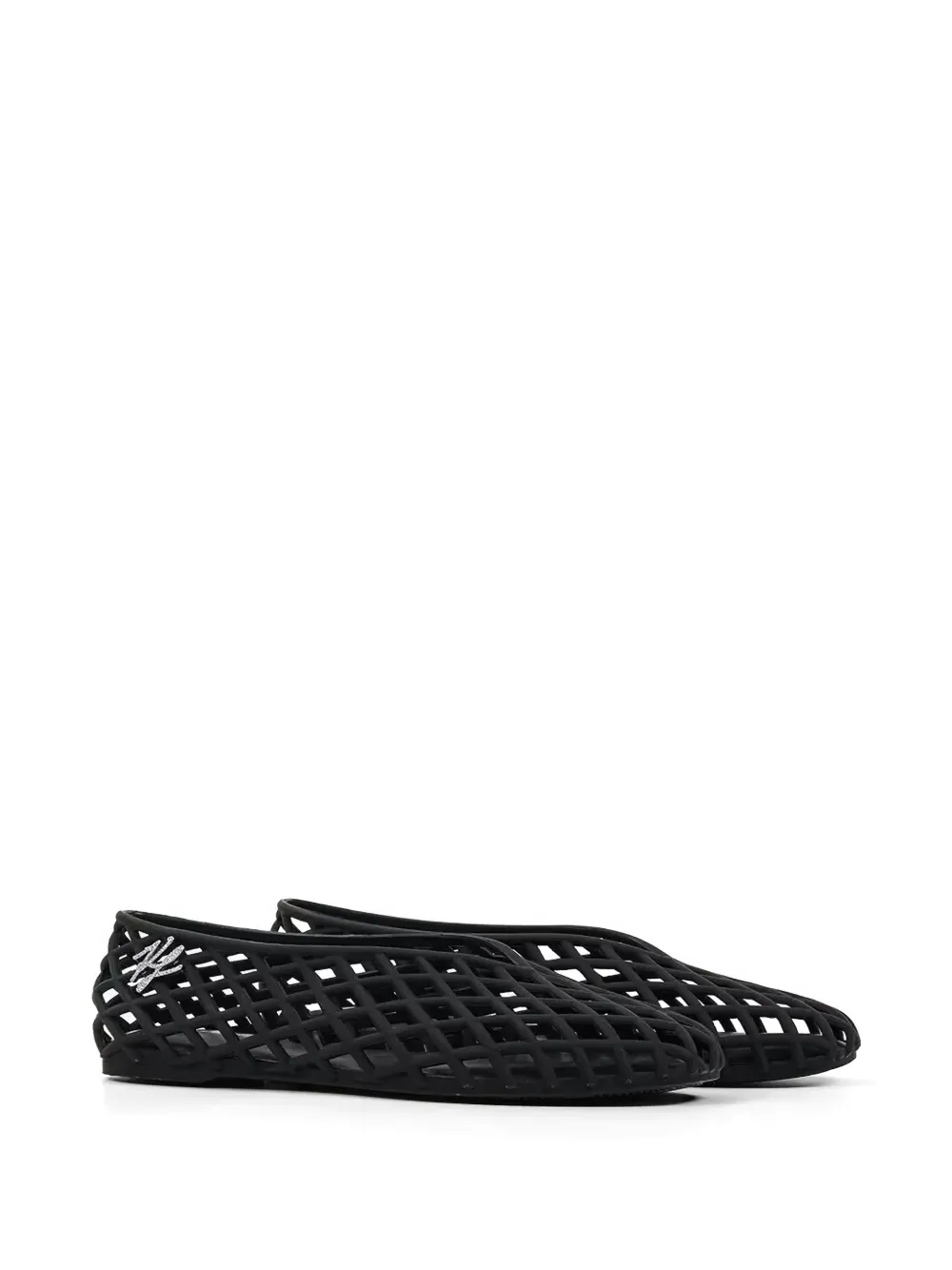Karl Lagerfeld Jelly lattice-detail logo-plaque ballet flats Zwart