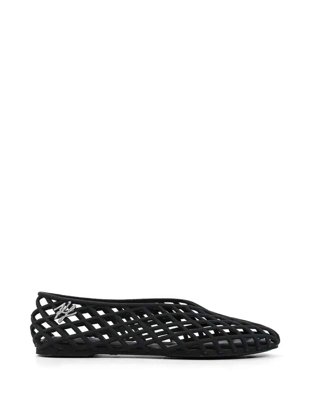 Karl Lagerfeld Jelly lattice-detail logo-plaque ballet flats - Nero