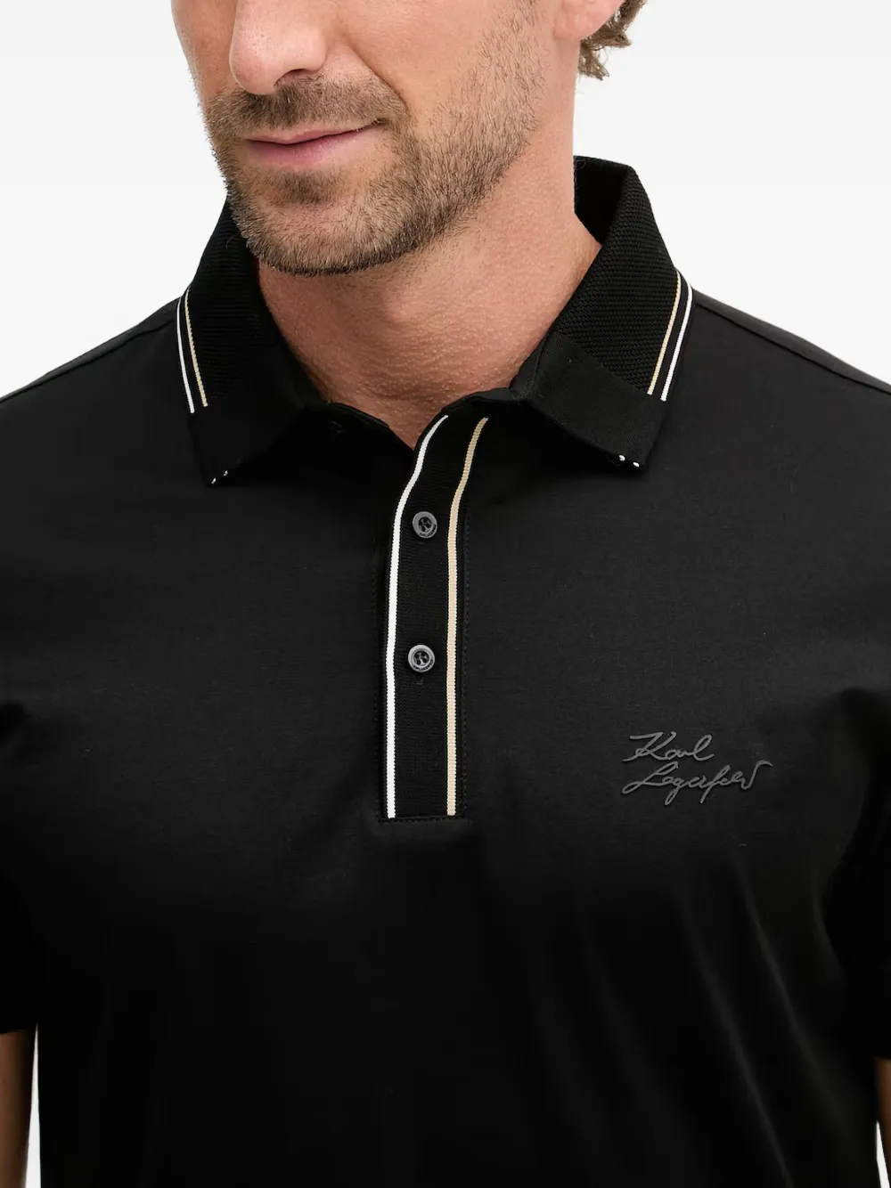Karl Lagerfeld Poloshirt met contrasterende afwerking en logopatch Zwart