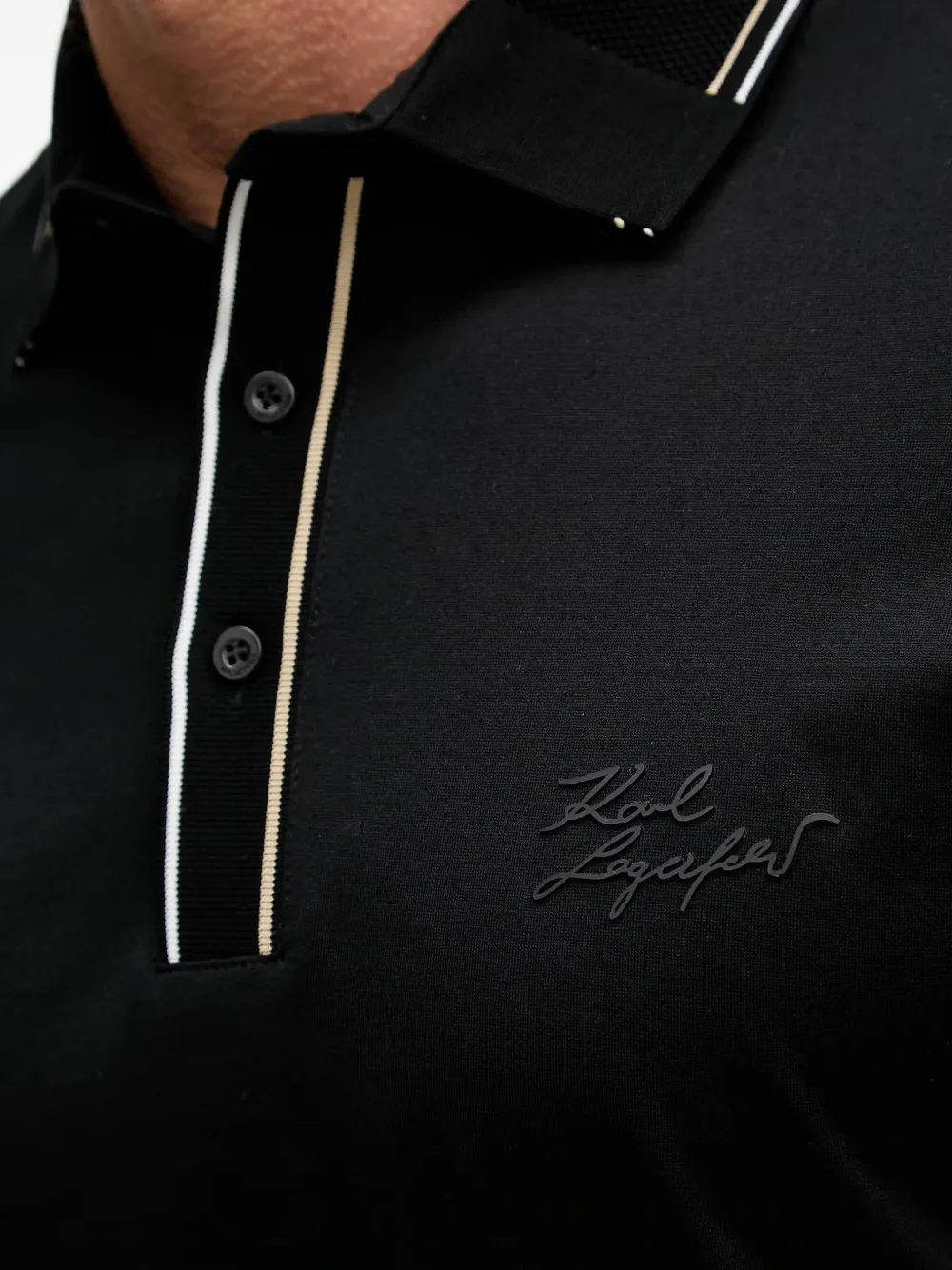 Karl Lagerfeld Poloshirt met contrasterende afwerking en logopatch Zwart