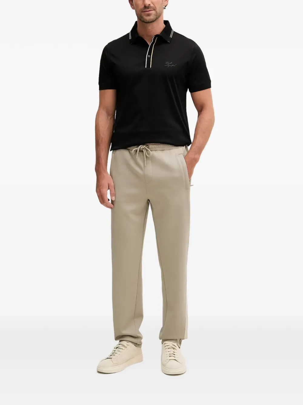Karl Lagerfeld Poloshirt met contrasterende afwerking en logopatch Zwart