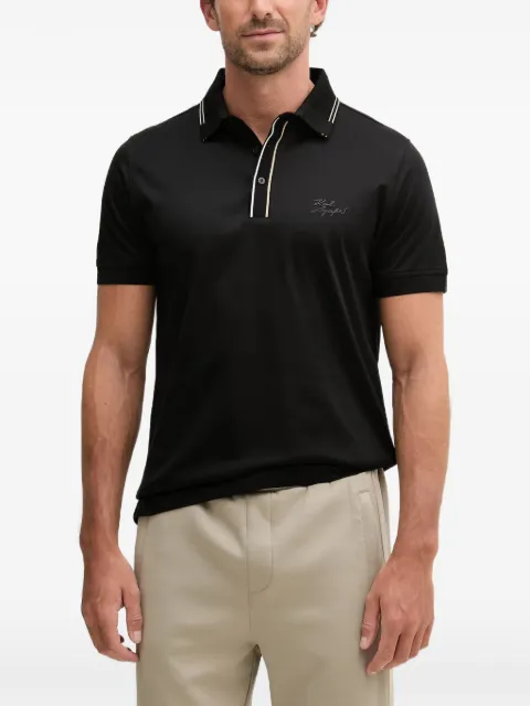 Karl Lagerfeld contrast-trim logo-patch polo shirt