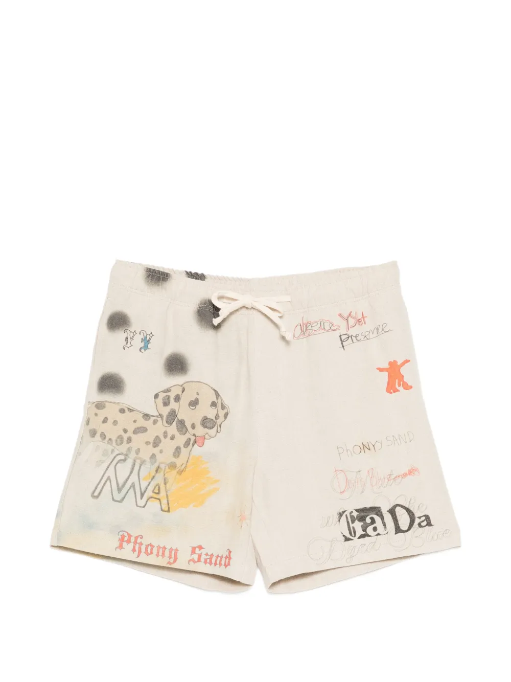 Open YY graphic-print drawstring shorts - Neutrals