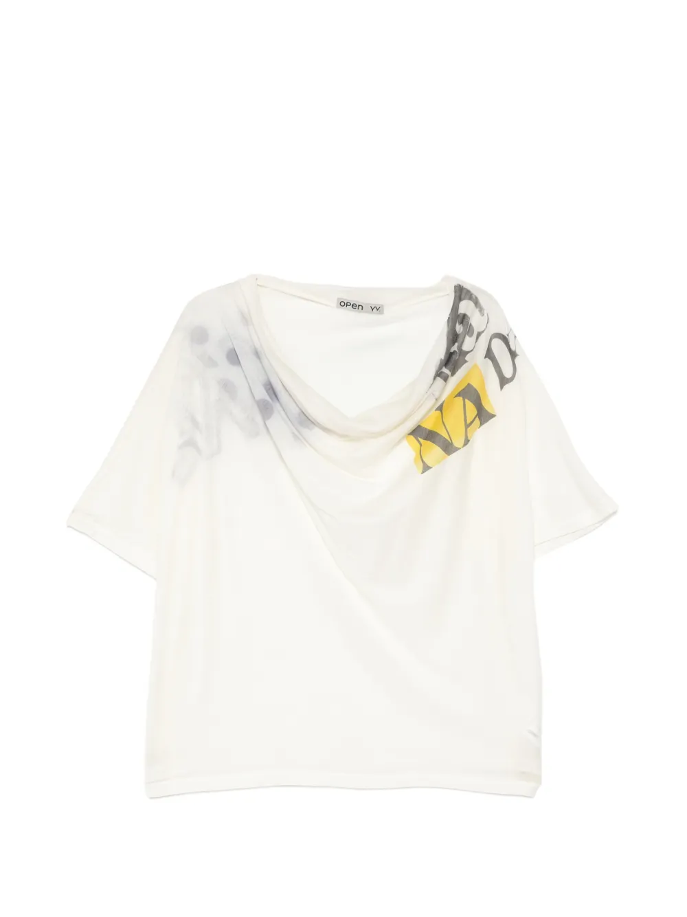 Open YY draped graphic-print T-shirt - Bianco