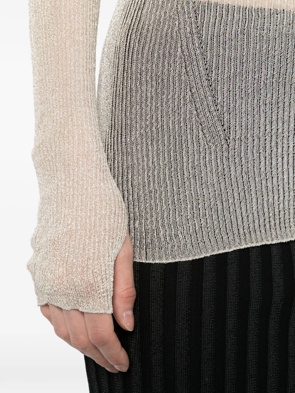 CFCL Geribbelde top met metallic effect Beige