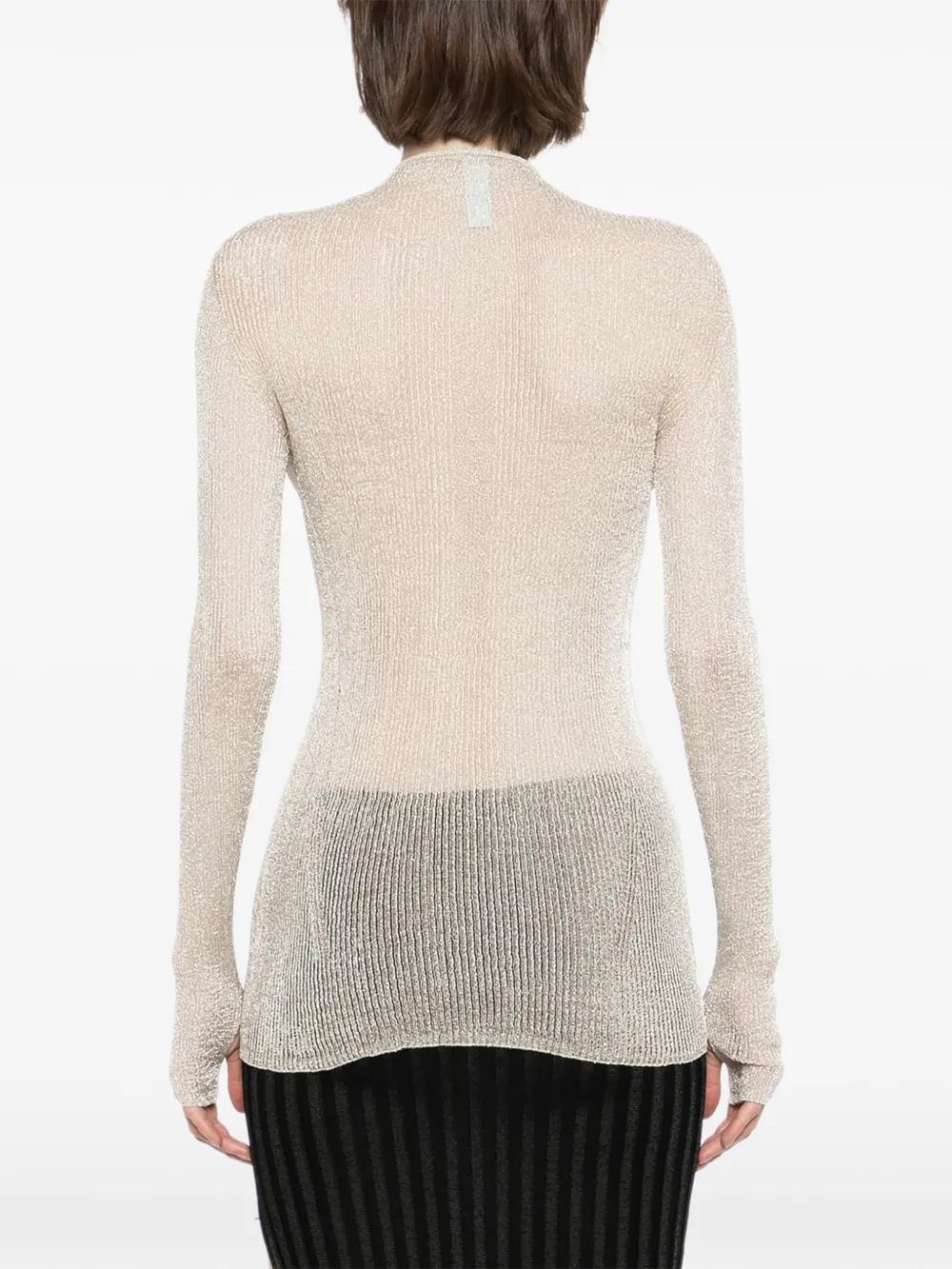 CFCL Geribbelde top met metallic effect Beige