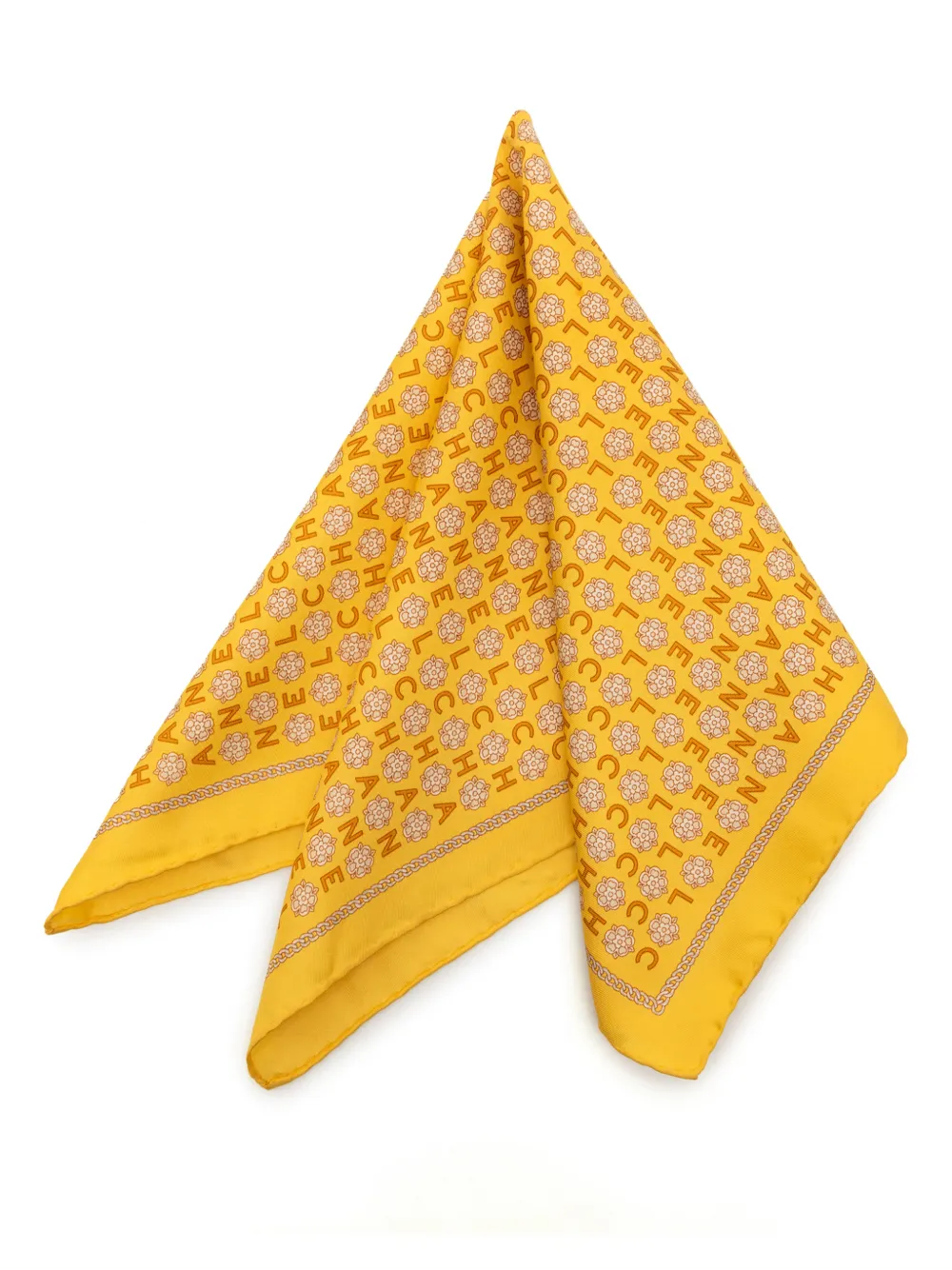 CHANEL Pre-Owned 2000-2020 Camellia Logo Letters Silk handkerchief - Giallo