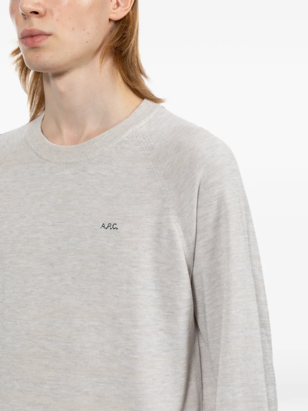A.P.C. Trui met raglan mouwen en logo-print Grijs