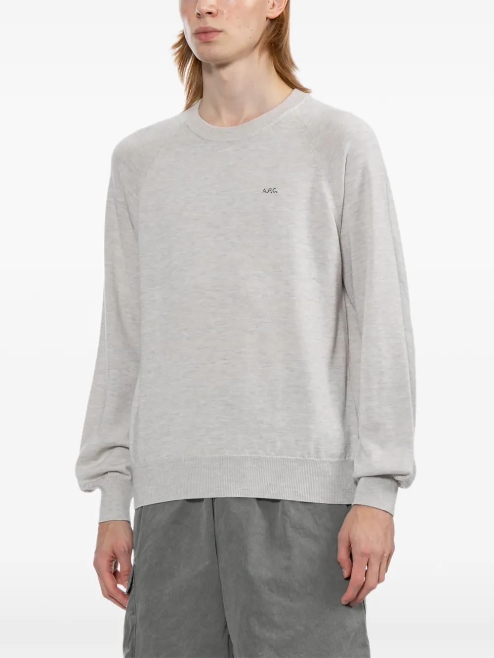 A.P.C. Trui met raglan mouwen en logo-print Grijs