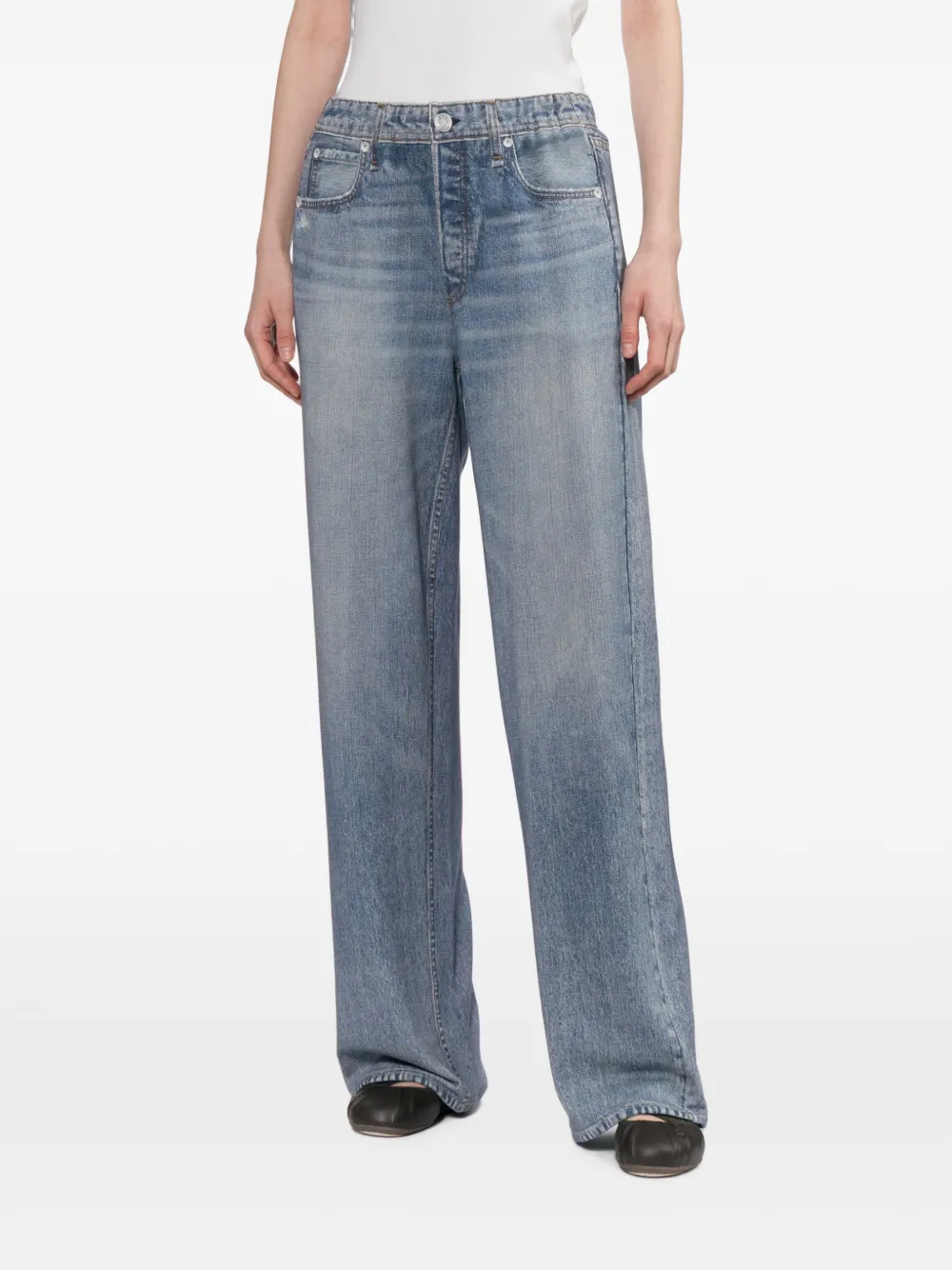 rag & bone Broek met wijde pijpen Blauw