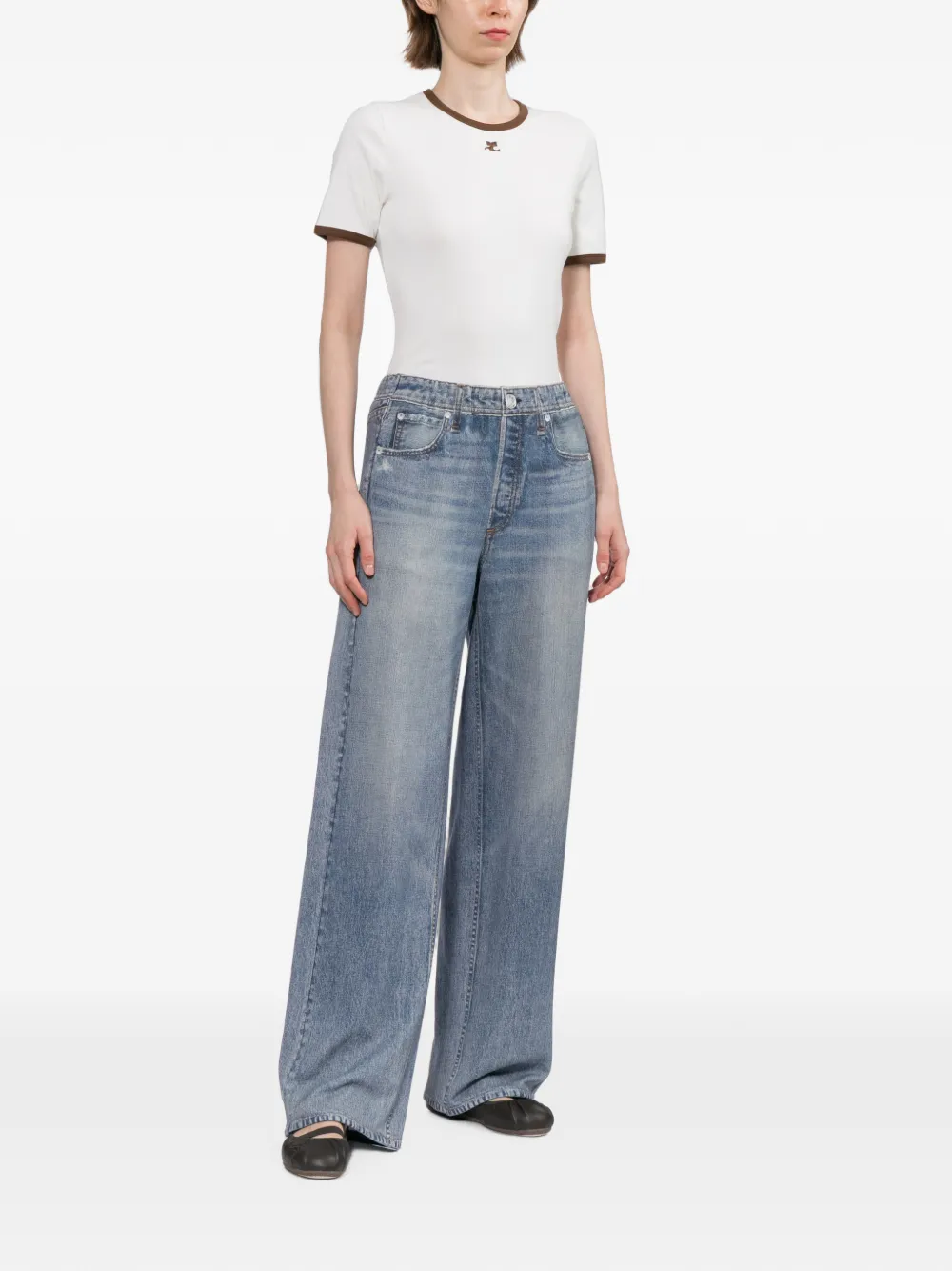 rag & bone Broek met wijde pijpen Blauw