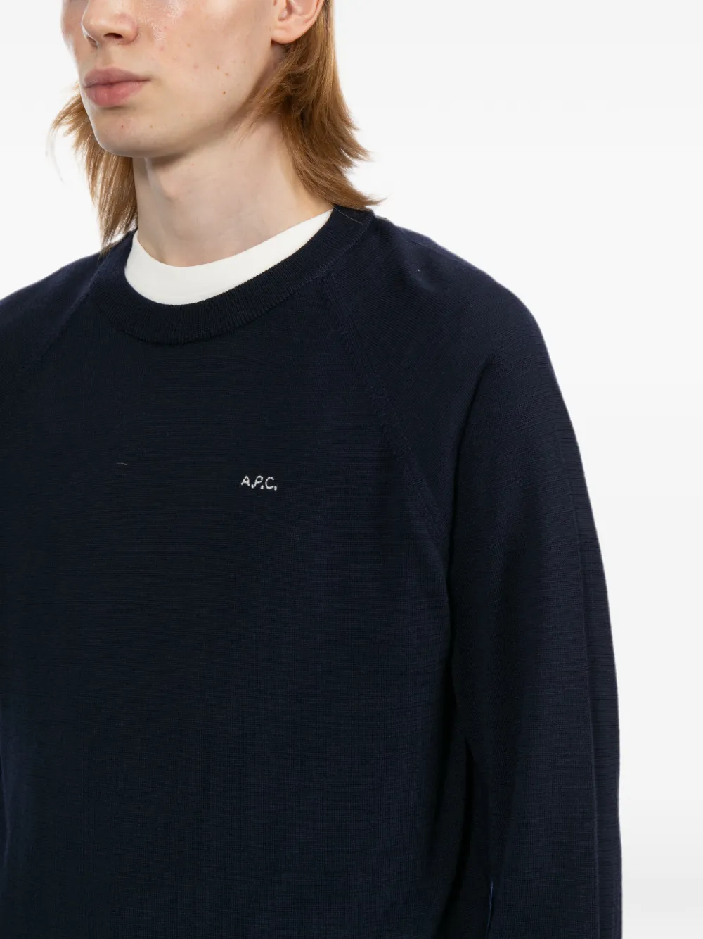 A.P.C. Trui met raglan mouwen en geborduurd logo Blauw