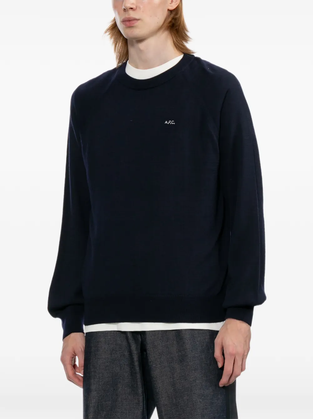 A.P.C. Trui met raglan mouwen en geborduurd logo Blauw