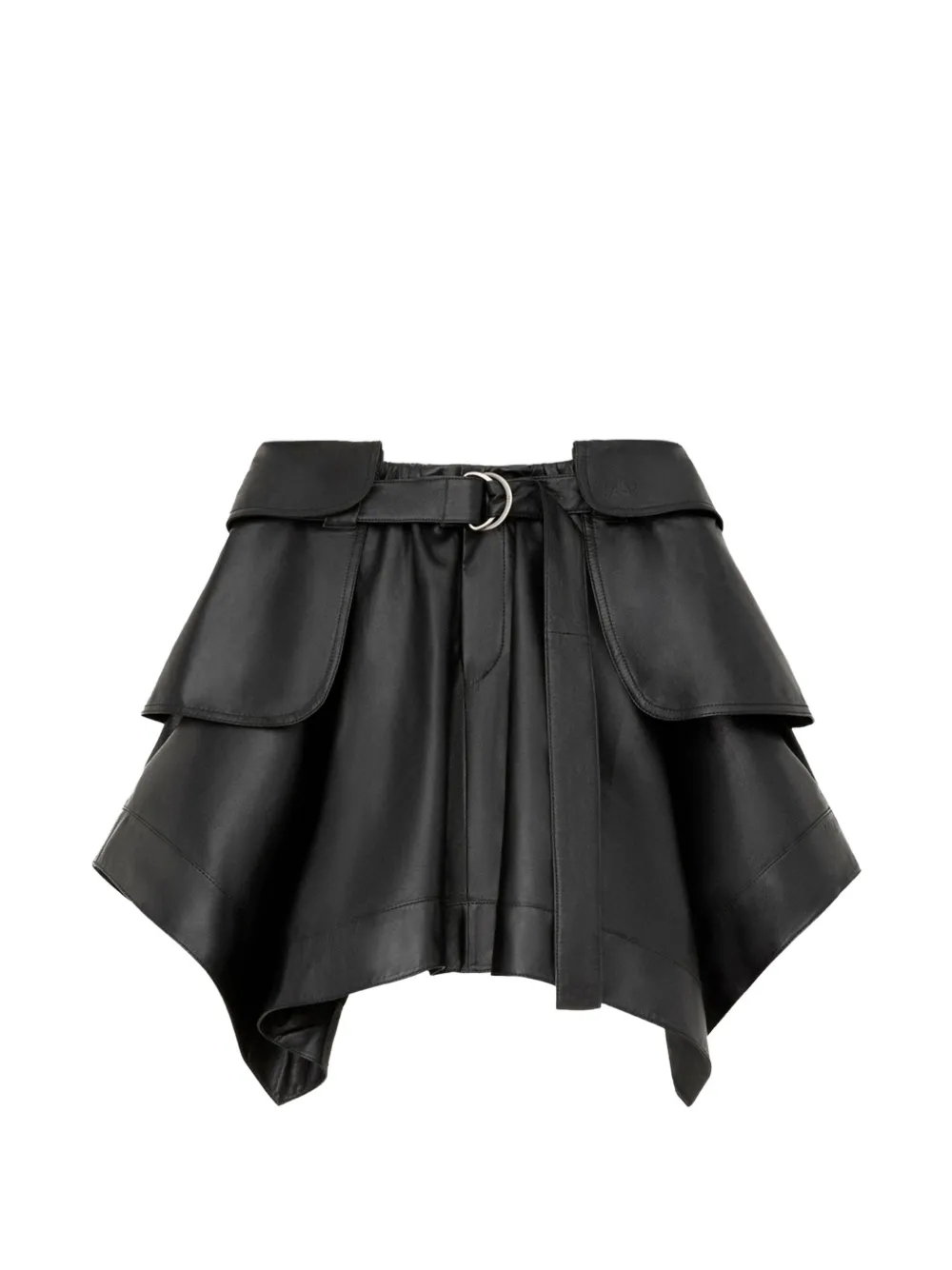 LOEWE Cargo belted leather mini skirt - Black