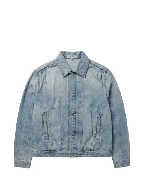 Auralee faded-effect button-up denim jacket