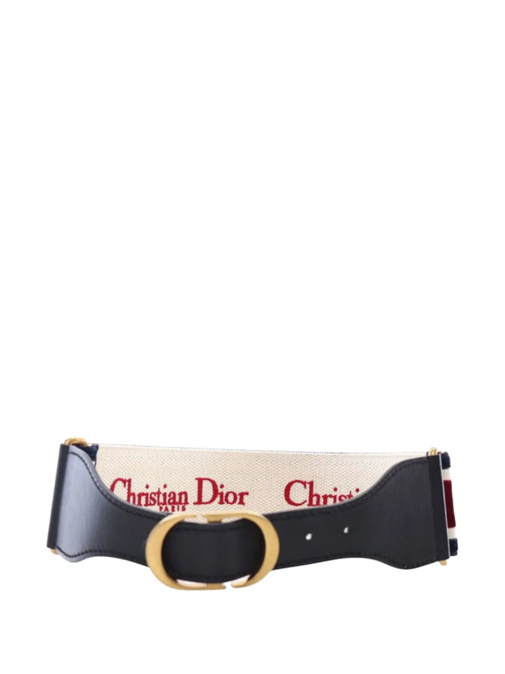 Christian Dior Pre-Owned 2021 Leather and Embroidered Canvas Wide belt - Nero