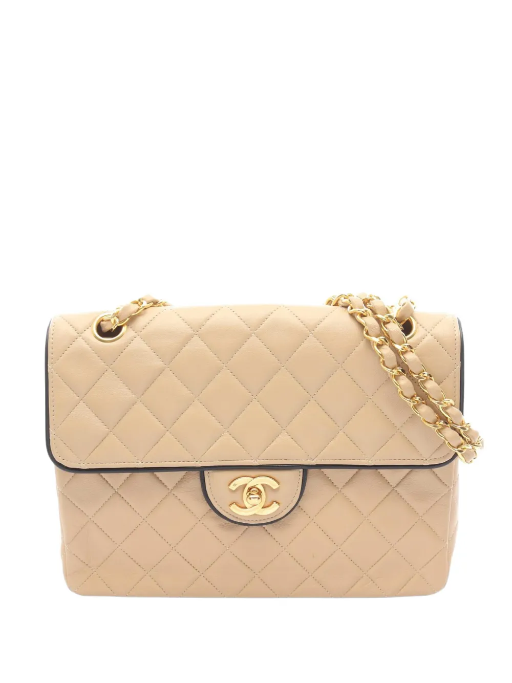 CHANEL Pre-Owned 1989-1991 matelassé single flap shoulder bag - Nude