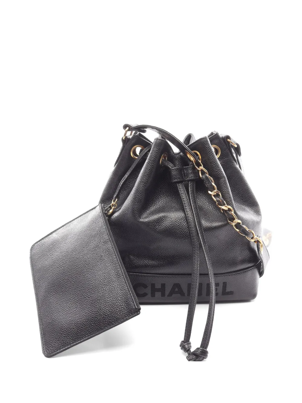 CHANEL Pre-Owned 1996-1997 Caviar-leather chain bucket bag - Schwarz