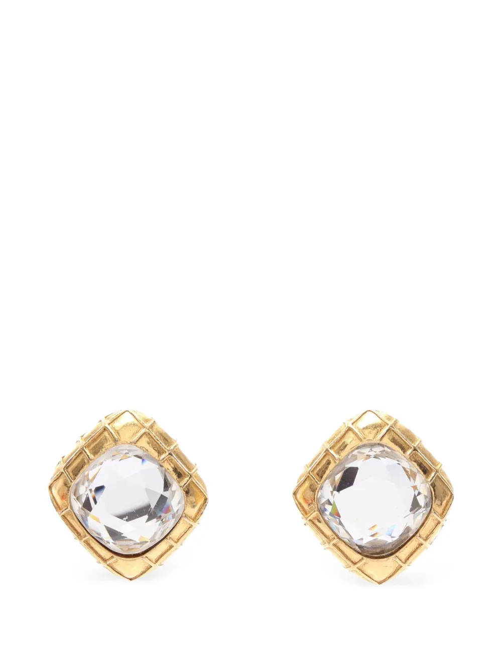 CHANEL Pre-Owned 1986-1988 matelassé rhinestone earrings - Oro