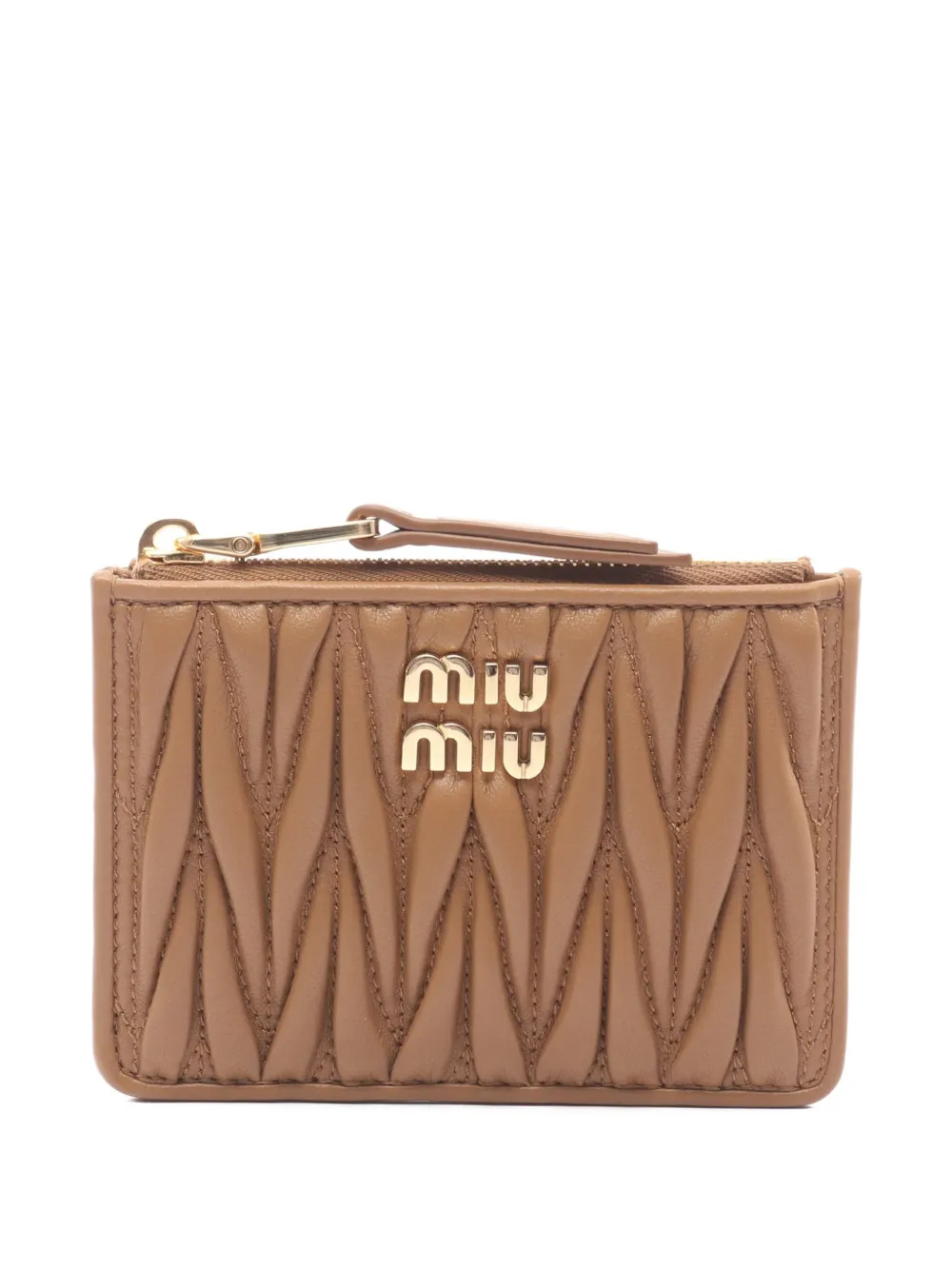 Miu Miu Pre-Owned Matelassé leather card case - Marrone
