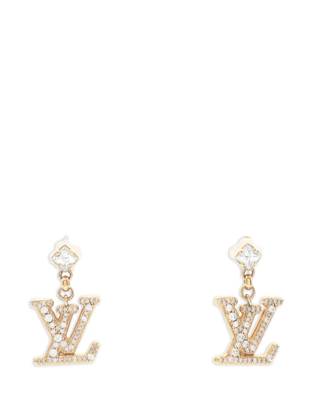 Louis Vuitton Pre-Owned 2024 Lady LV rhinestone earrings - Oro