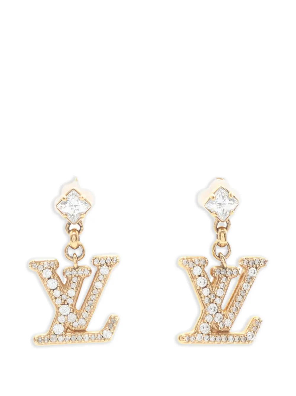 Louis Vuitton Pre-Owned 2024 Lady LV rhinestone earrings - Oro