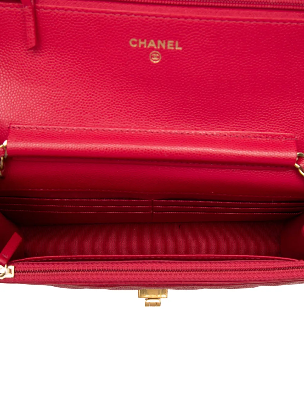 Chanel Pre-owned 2016-2017 Quilted Caviar Reissue 2.55 Wallet on Chain Crossbody Bag in Red, view 5