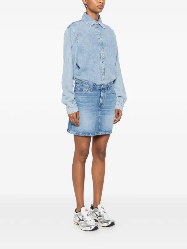 7 for all mankind white denim dress 7 For All Mankind Denim Flounce Dress In White - 50% Off
