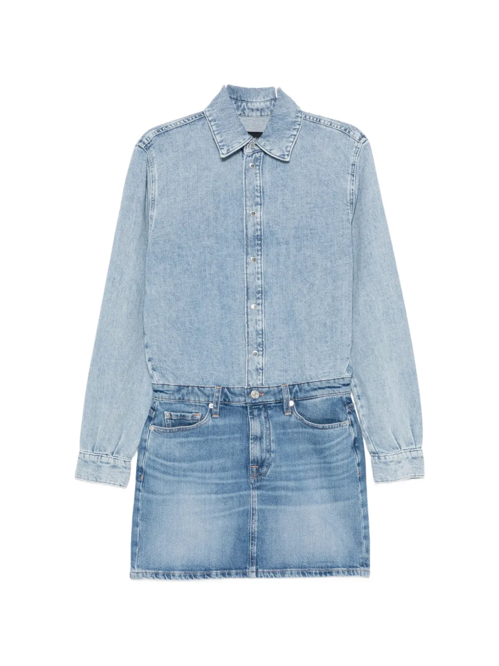 7 For All Mankind faded-effect long-sleeve dress - Blu