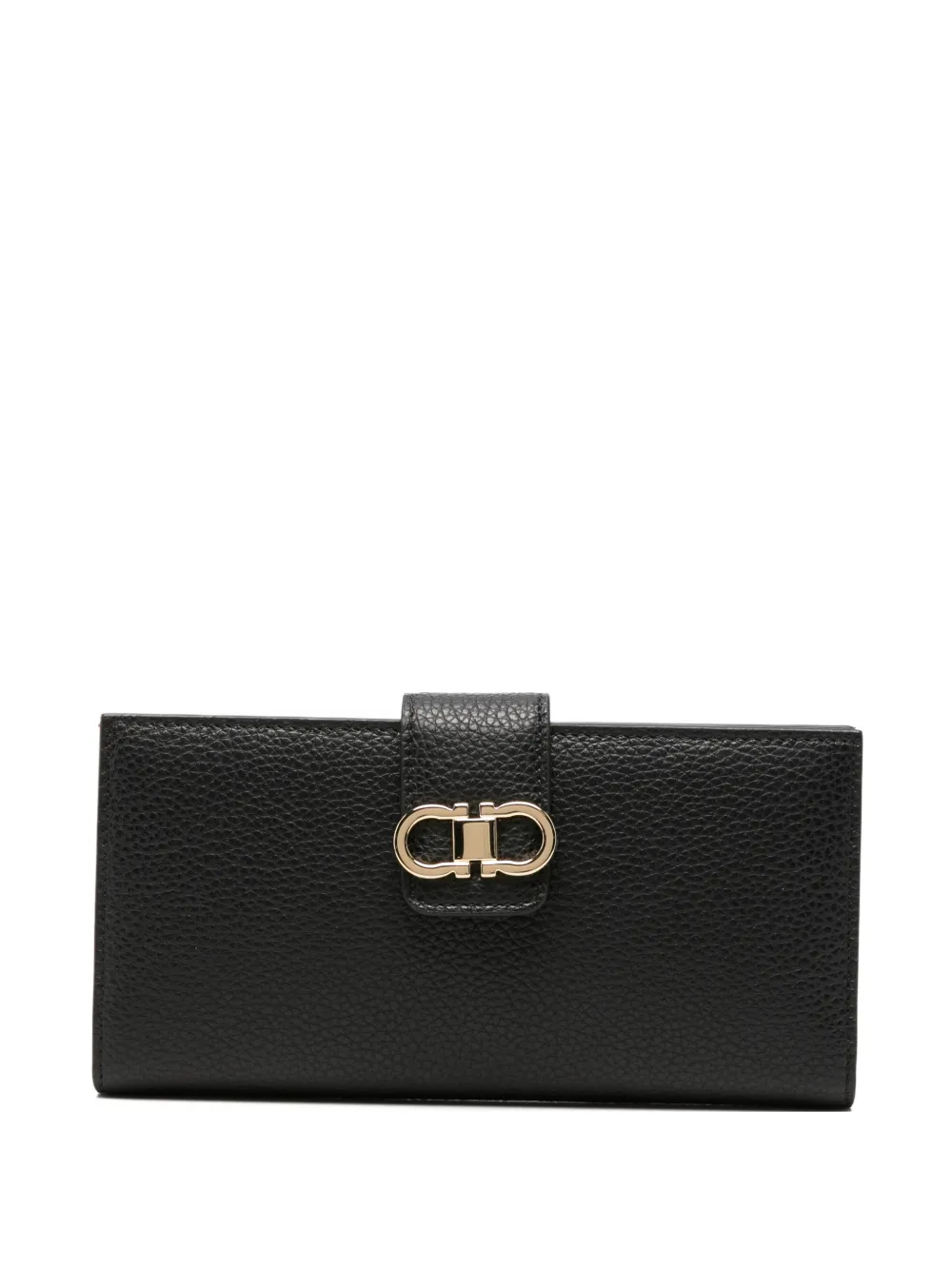 Ferragamo Gancini pebbled wallet - Schwarz