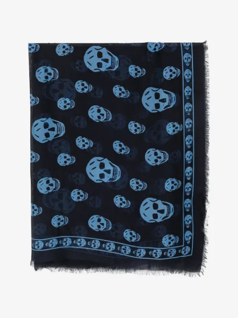 Alexander McQueen skull-print frayed scarf